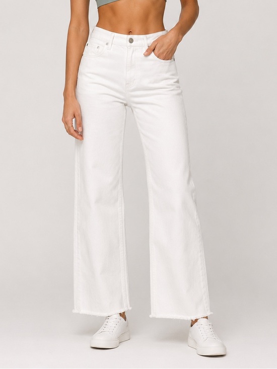 Maje Denim - MAJE White Wide Leg High Rise Jeans raw Hem Size 2‎ (34)